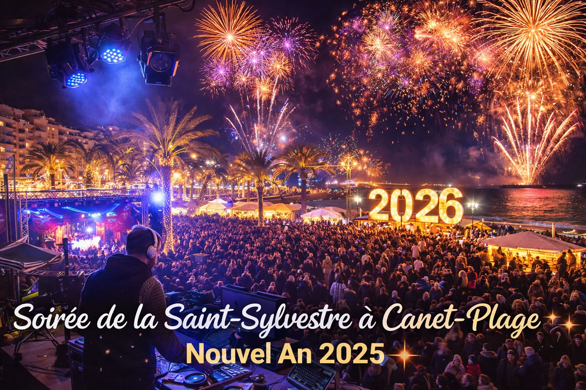 Feu d’artifice de la Saint-Sylvestre à Canet-Plage sur le front de mer