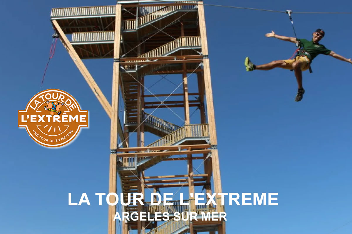 La Tour de l’Extrême attraction vertigineuse au parc Paradise Aventures à Argelès-sur-Mer
