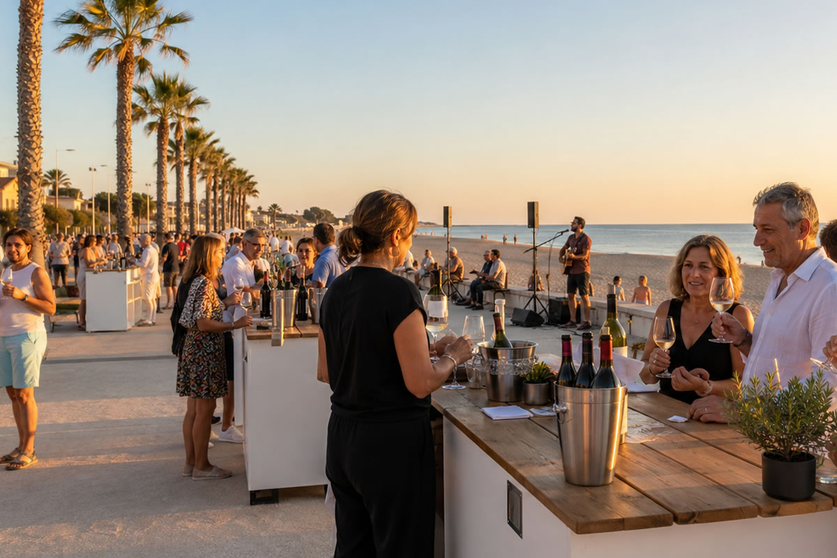 Dégustation des vins du Roussillon sur le front de mer de Sainte-Marie-la-Mer
